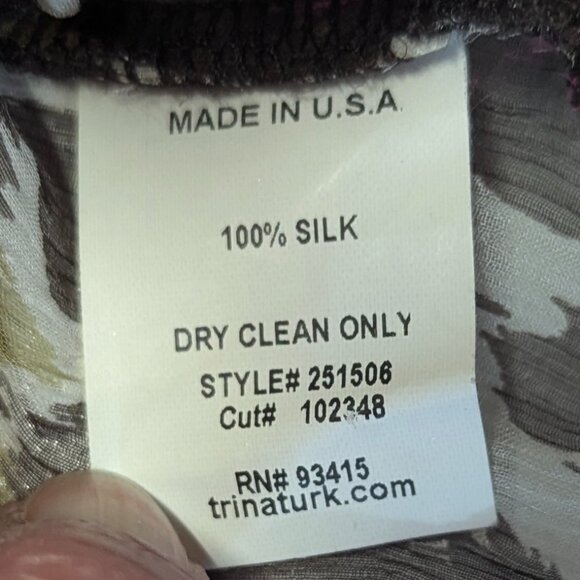 Trina Turk LA Size Small Sheer 100% Silk Top - Picture 10 of 12